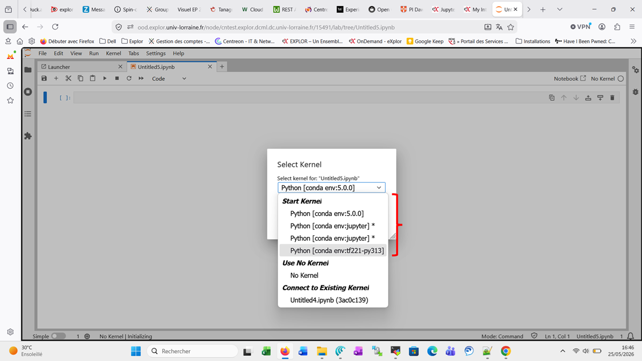 Création d'un nouveau notebook via le menu File